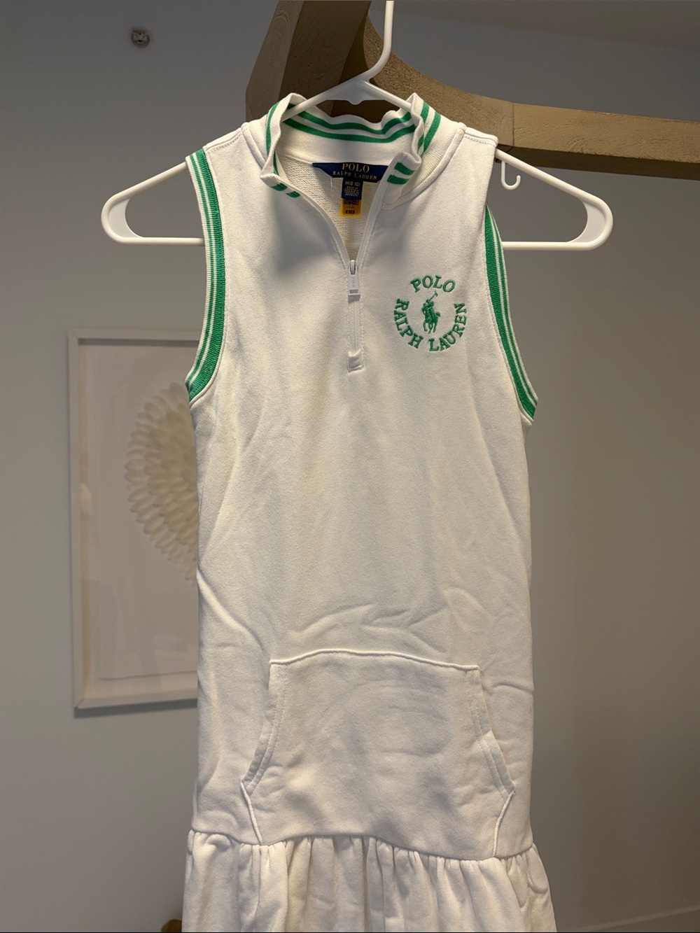 Polo by Ralph Lauren White Sleeveless Polo Dress with Green Trim